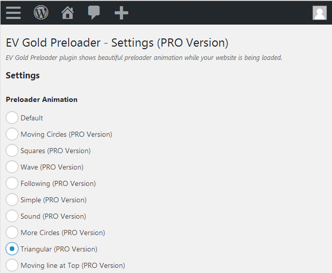 Preloader plugin WordPress - Parameters
