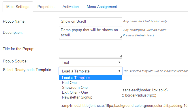 Readymade templates