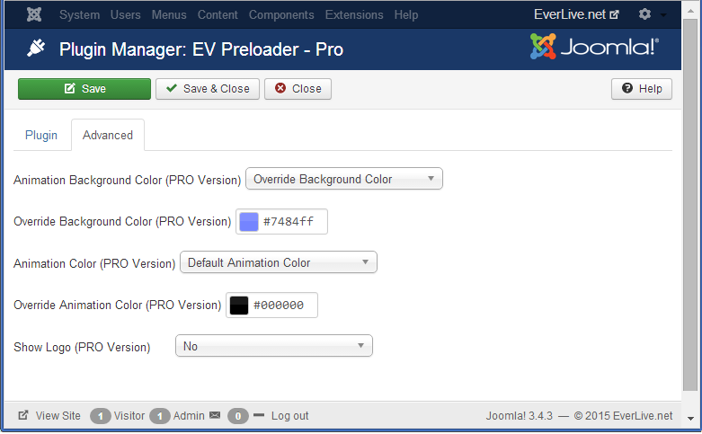 Preloader for Joomla - Parameters Advanced
