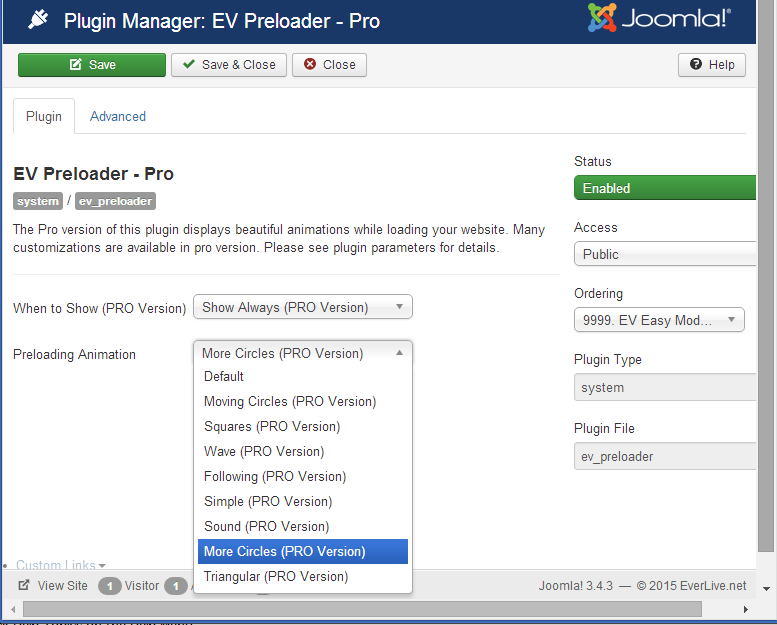 Preloader for Joomla - Parameters Basic